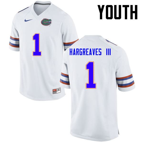 Youth NCAA Florida Gators Vernon Hargreaves III #1 Stitched Authentic Nike White College Football Jersey WNJ1865SW